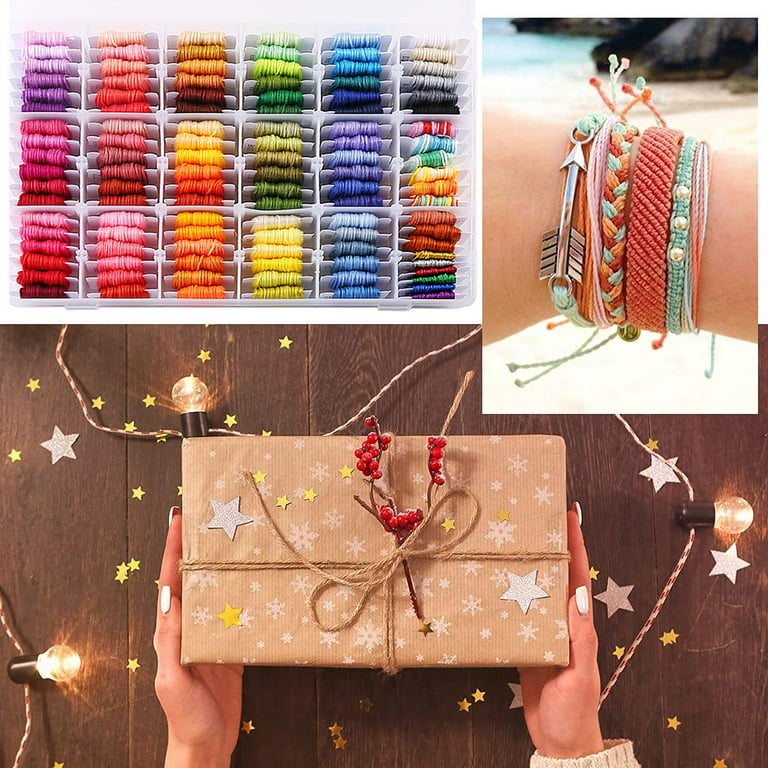 Embroidery Thread Set Floss Stitch Cross Bracelet Sewing Threads Needle Kit  String Friendship Kits Punch Cord Stitching 