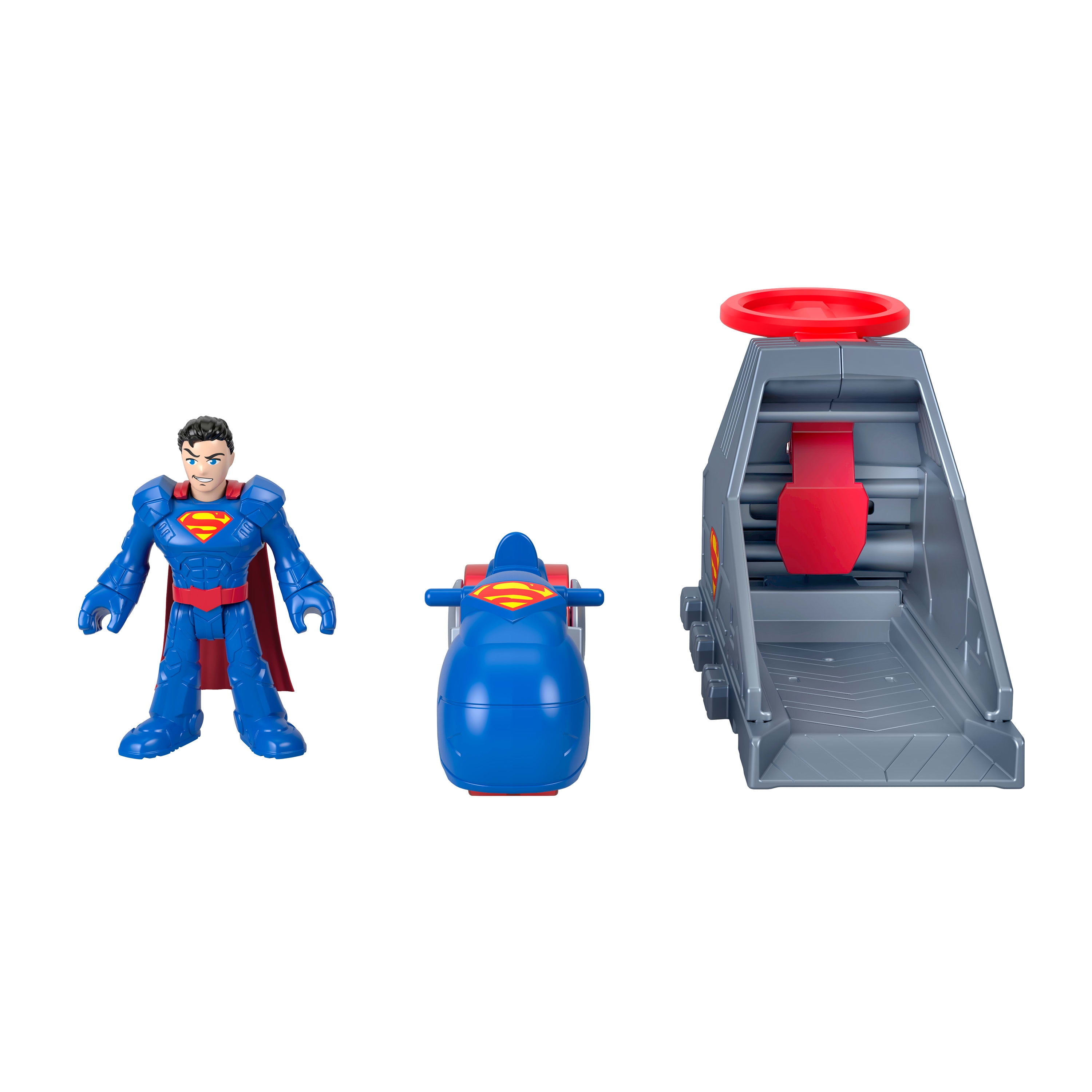 Imaginext DC Super Friends Launcher Set with 3-inch Superman Action Figure, Toy Vehicle & Housing Unit