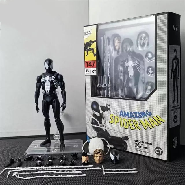 Spider Black Costume Comic MAF147 Figure 6'' Action Figure Model Box Set