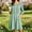 Green, variant on QUNYINEY Midi Casual Dresses for Women 3/4 Sleeve Pink Summer A Line Dress Crew Neck with Pockets Loose Fit Embroidered Dresses