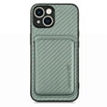 thumbnail image 1 of For Iphone 15 Carbon Fiber Leather Card Magsafe Phone Case(Green),iPhone 13 Pro, 1 of 8