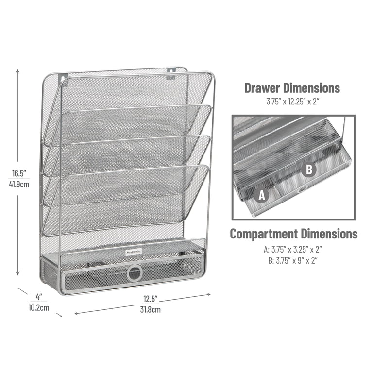 Mind Reader 4-Tier Vertical File Organizer, Silver photo 3