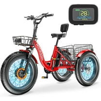 Lilypelle Electric Trike for Adults,15.5MPH 500W 48V 14.5Ah Lithium Battery , 7-Speed Aluminum Ebike 3 Wheels Bike with Front&Rear Baskets，20x4in Fat Tire E-Trike