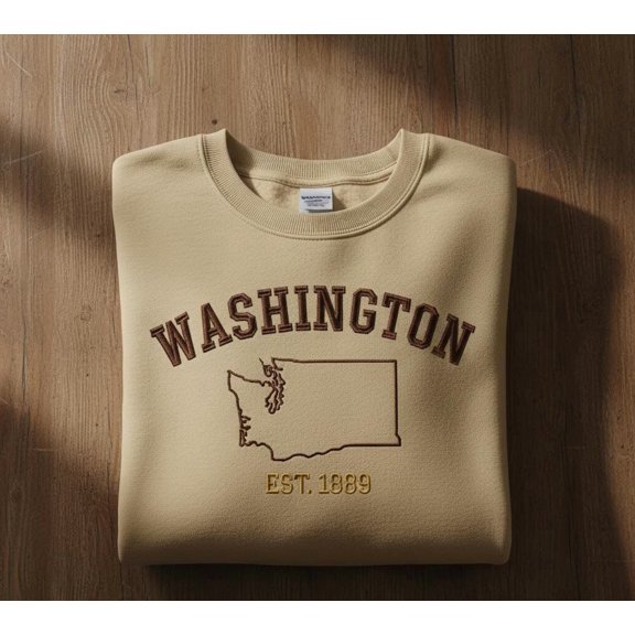 Custom Washington State Embroidered Sweatshirt, Vintage Collegiate Crewneck, Personalized State Pride Sweater Gift