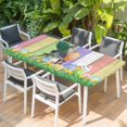 thumbnail image 2 of Easter Rabbbits Table Cloths for 5 Foot Rectangle Tables, Eggs Spring Floral Grass Colorful Wooden Patio Waterproof Elastic Fitted Tablecloths, Washable Rectangular Table Cover for Camping, 2 of 8