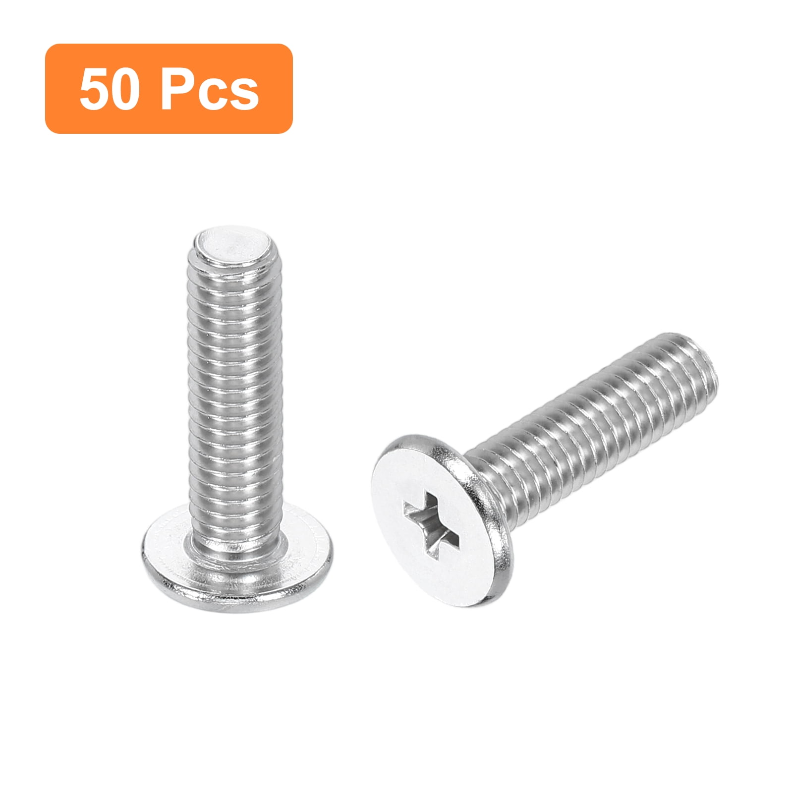 M6-1 x 22mm 50Pack Metal Flat Round Head Screws Phillips Drive Machine Bolt