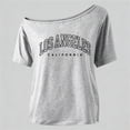 thumbnail image 4 of Girl's Off The Shoulder Shirt Top Los Angeles Graphic T-Shirt Short Sleeve T shirts Tee, 4 of 5