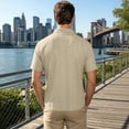 thumbnail image 6 of Men's Cotton Linen Polo Shirts Short Sleeve Mens Golf Shirts Casual Button Down Shirts, 6 of 6