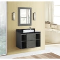 thumbnail image 2 of Bellaterra Home 37" Single wall mount vanity in Linen Gray finish top with Black galaxy and rectangle sink, 2 of 12