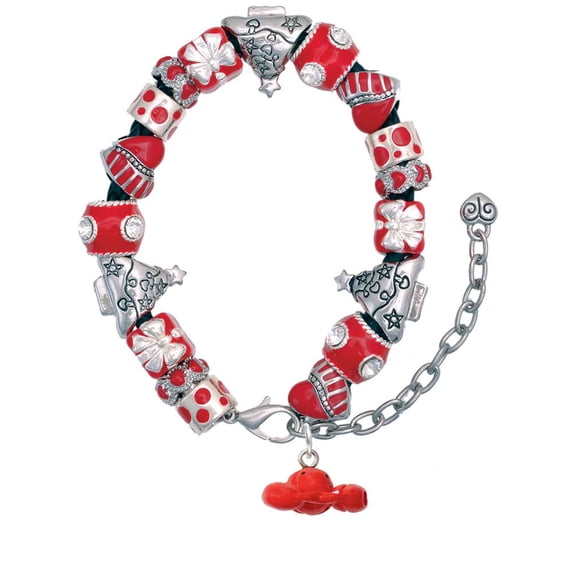 Resin Puffy Red Lobster Red Christmas Bead Bracelet