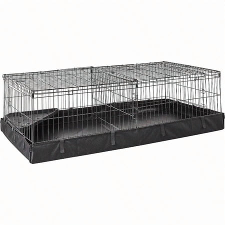 Leakproof Canvas Bottom Guinea Pig Pet Cage with Divider Set Black 47.6L x 24.2W x 14.0H