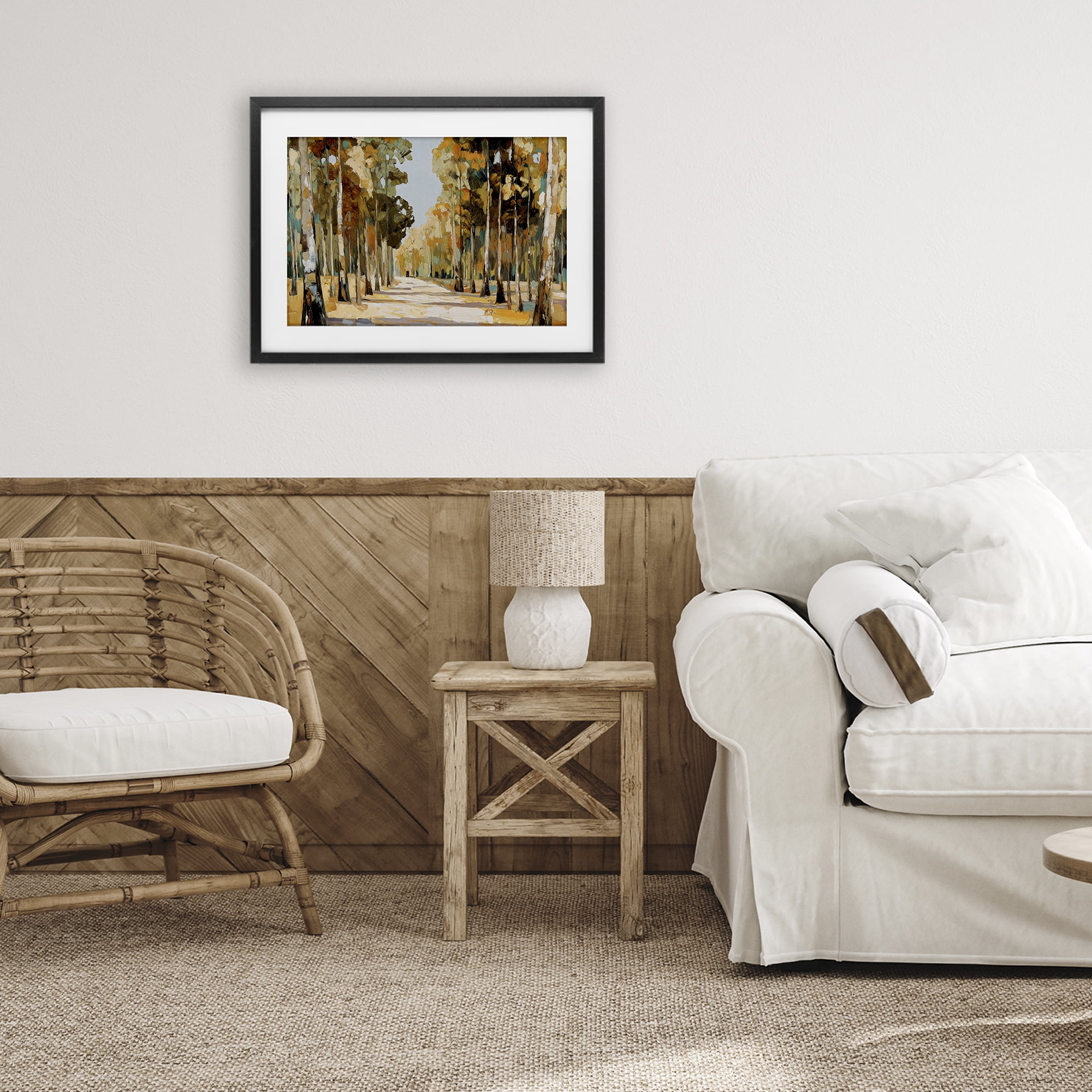 Stupell Industries Modern Impressionist Fall Forest Black Framed Print Under Glass, design by Gina Kelly