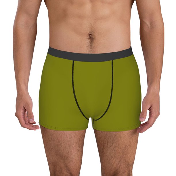 Balery Olive Calzoncillos bóxer para hombre, ropa interior de algodón suave y transpirable con cinturilla de nailon-Medium