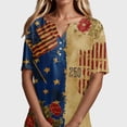 thumbnail image 4 of KDDYLITQ 250th Anniversary Usa Shirts Womens Usa Star Stripes Button V Neck Red White Blue T-Shirts Usa Flag Short Sleeve Summer Tops Fourth Of July Comfy Clothes Camel M, 4 of 5