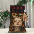thumbnail image 5 of KLL Whimsical Flower Crown Maiden for Christmas Gift Bag,Christmas Burlap Goody Gift Bags with Plaid Drawstrings for Xmas Presents Holiday Party Favor Treats Candy-Black, 5 of 8