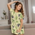 thumbnail image 3 of Vsdgher Motif Raisins Verts et Violets Chemise de Nuit à Manches Courtes Col Rond Mignonne Robe de Nuit Confortable, 3 of 6