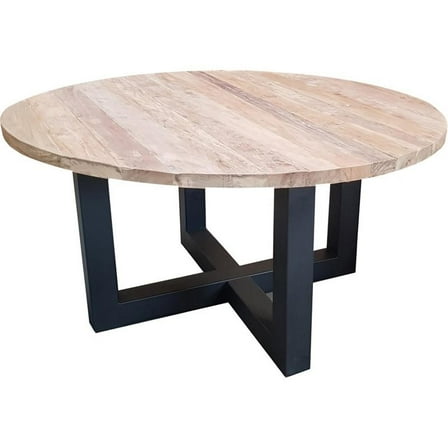 Padma's Plantation Giorgia Wood 59" Dining Table in Natural & Iron