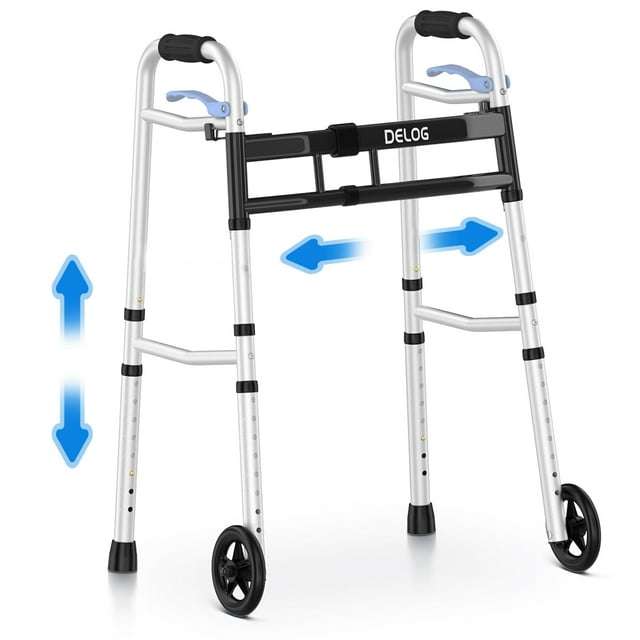 Andadores estrechos Delog para personas mayores, andadores pequeños para espacios reducidos que soportan hasta 169 kg, andadores estándar para personas mayores, adultos, elegibles para FSA/HSA (negro)