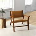 thumbnail image 3 of Kruger Mid-Century Modern Tight Back Genuine Leather Lounge Chair in Tan, 3 of 6
