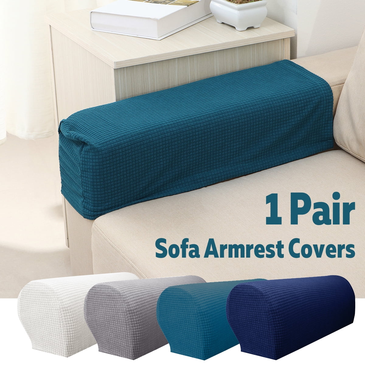 Set of 2 Premium Furniture Armrest Covers Slipcovers Sofa Couch Chair
