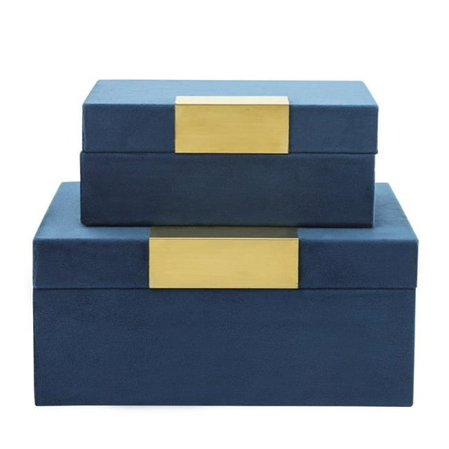 Sagebrook Home 14829-02 Boîte à Bijoux en Velours Bleu - Lot de 2