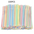 thumbnail image 3 of 100 pajitas desechables de plástico flexibles para beber, pajitas prácticas para leche de soja para fiestas en casa, 3 of 12
