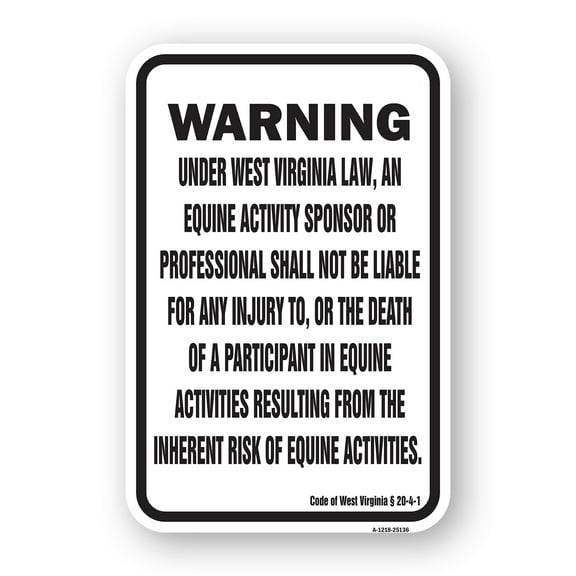 SignMission A-1824-25136 18 x 24 in. Aluminum Sign - West Virginia Equine