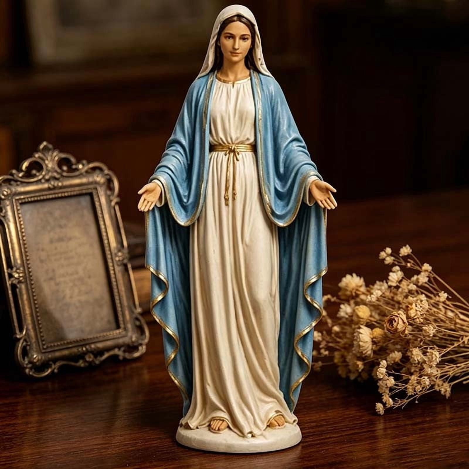 AZXY Blessed Mary Statue Outdoor Garden Religious Figurine White Resin Madonna Statue For Patio Home Decor