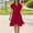 12#Wine, variant on Women's Midi Dress V-Neck Short Ruffle Sleeve Wrap Waist Solid Color Ruffle Fit and Flare Wedding Guest Multi-Layered Hem V-Neck Lace Up Peplum Dresses