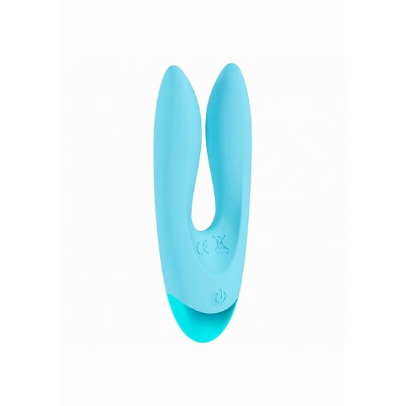 Loveline Amour 10 Function Dual Motor Silicone Rechargeable Cilitrol Vibrator, Blue