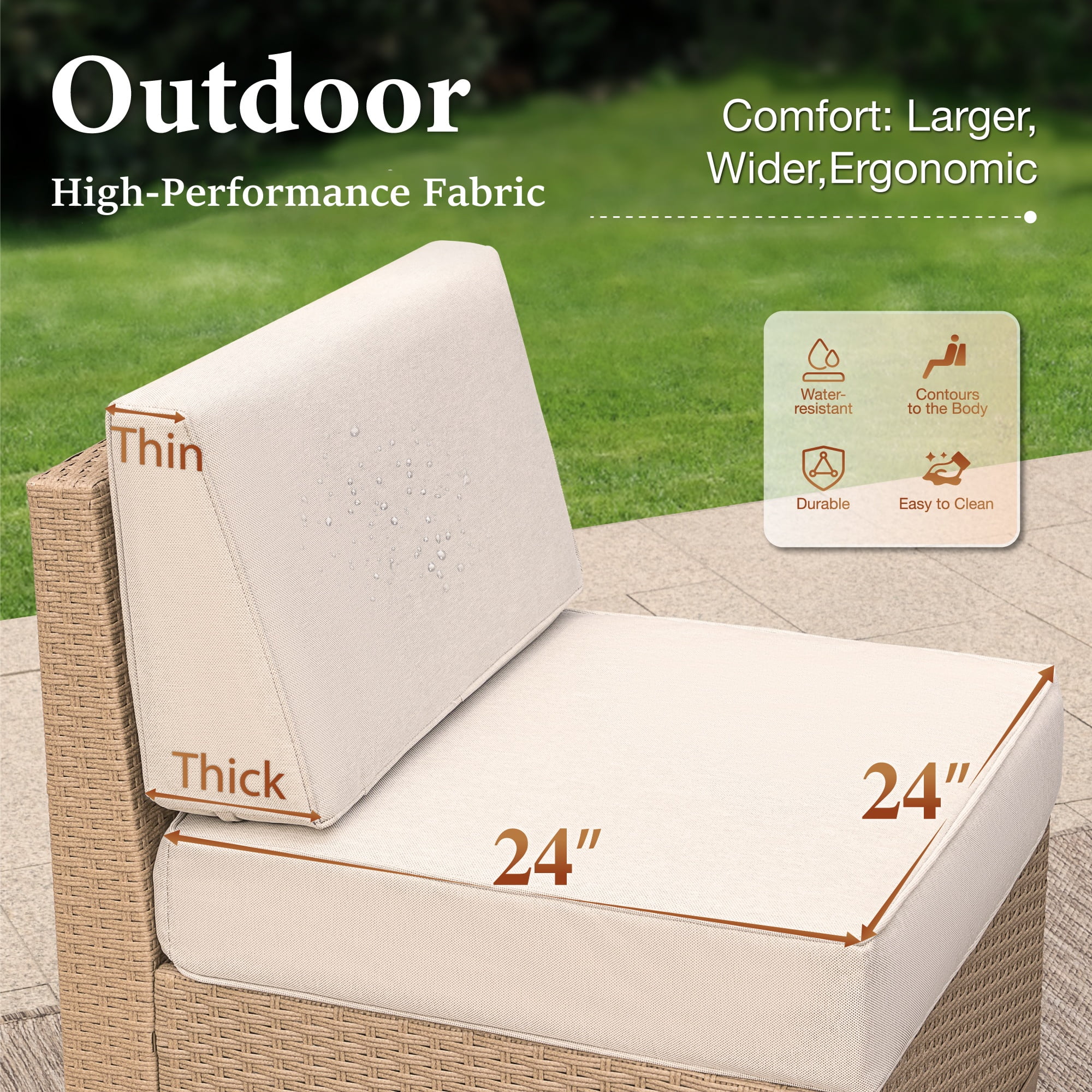 Summit Living 2-Pack Outdoor Patio Furniture Set, 2-Seat Wicker Outdoor Patio Sectional Conversation Set, Rattan Loveseat, Beige