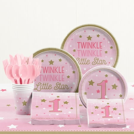 One Little Star Girl 1st Birthday Party Supplies Kit