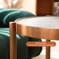 thumbnail image 3 of 20 Inch Modern Glass Coffee Table, Stylish and Elegant Nesting Round Wooden Table, Farmhouse Side Table, End Table for Living Room/Bedroom, Brown(1pc, Small Table), 3 of 9