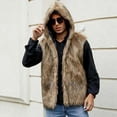 thumbnail image 6 of Timoontee Men's Faux Fur Tank Tops Fall Winter Fluffy Warm Vest Outwear Sleeveless Jacket Vest Fashion Casual Hoodie Waistcoat Coffee L, 6 of 9