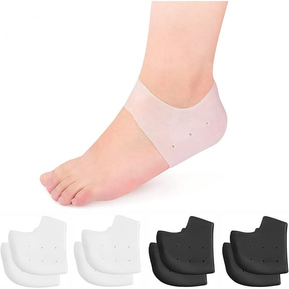 Heel Cups, 4 Pairs Silicone Heel Protectors for Heel Pains,Cracked Heels, Heel