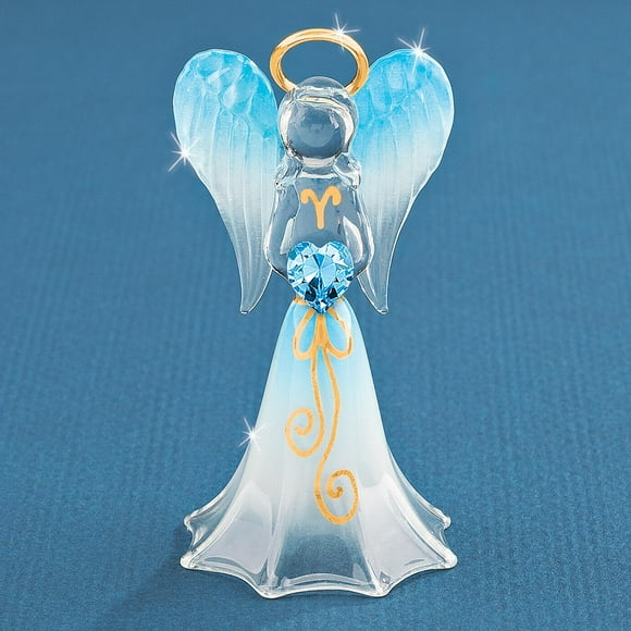 Glass Baron Blue Angel Swarovski Crystal Heart Figurine Religious Household