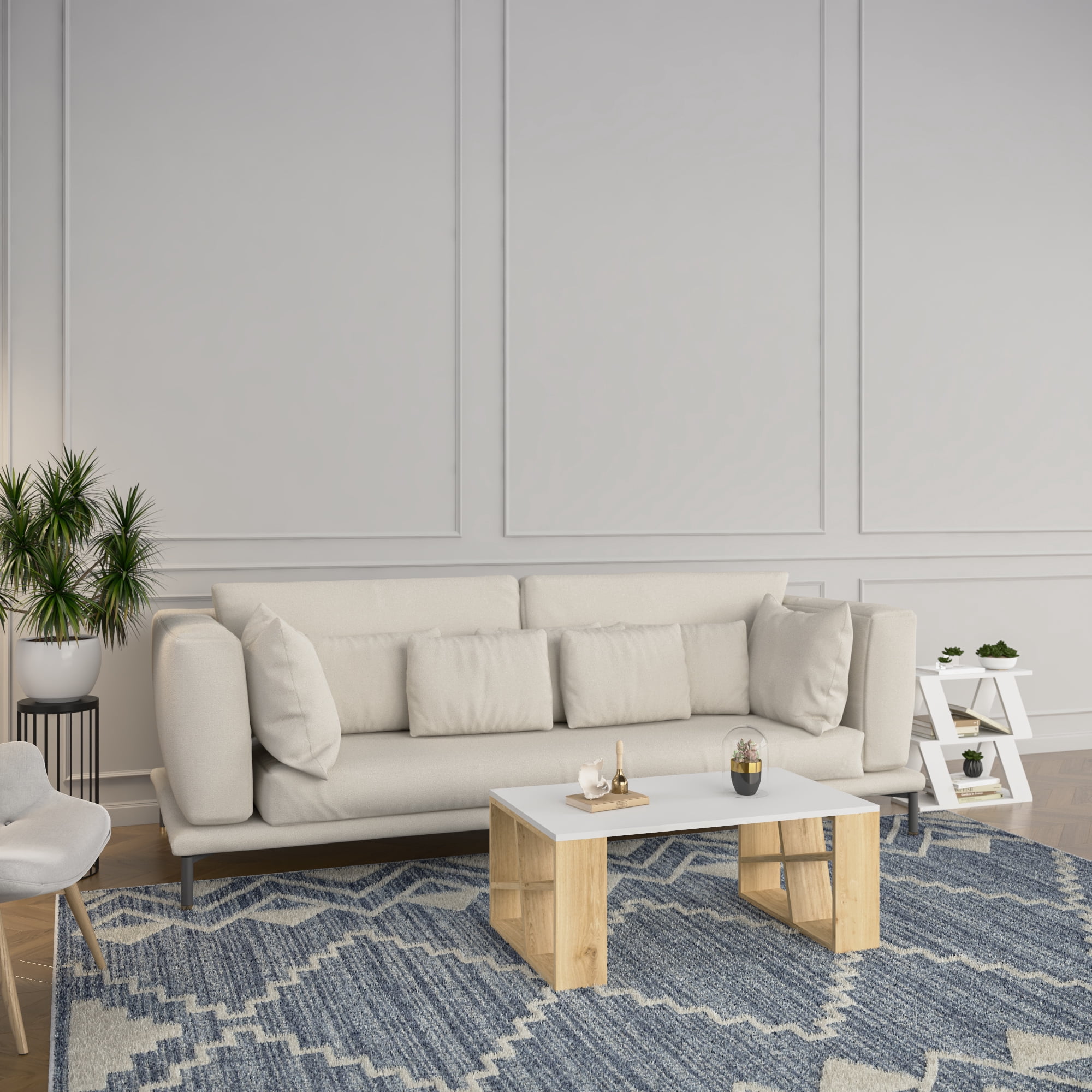 Ada Home Decor Furniture White Brian Modern Coffee Table with Storage Shelf