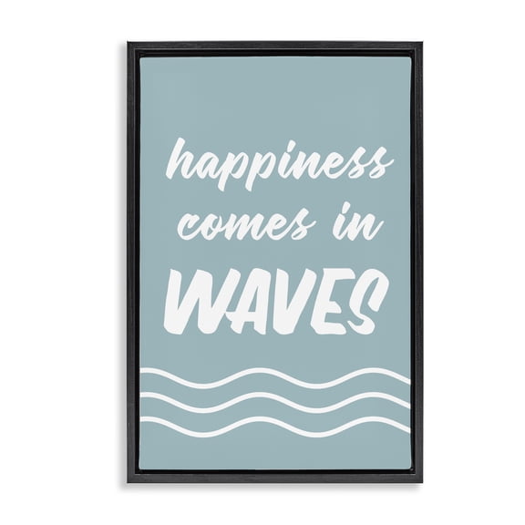 Stupell Industries Eclectic Happiness In Waves Black Floating Frame Canvas Art, 17 x 25, by Lettered and Lined