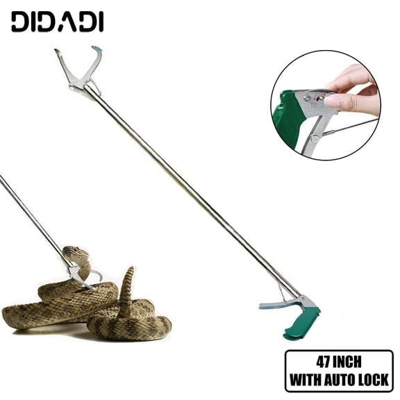 DIDADI 47 Inch Extra Heavy Duty Snake Tongs, Standard Reptile Snake Grabber Catcher Tool, Professional Reptile Grabber Rattle Snake Catching Wide Jaw Handling Tool, with Locking