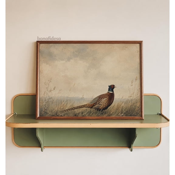 Vintage Pheasant Meadow Farmhouse Decor Wall Art