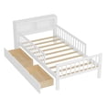 thumbnail image 6 of Twin Size Platform Bed with Storage Headboard & Two Under-Bed Drawers, Wooden Kids Bed Frame with Three-Side Guardrails for Safety and Security, White, 6 of 9
