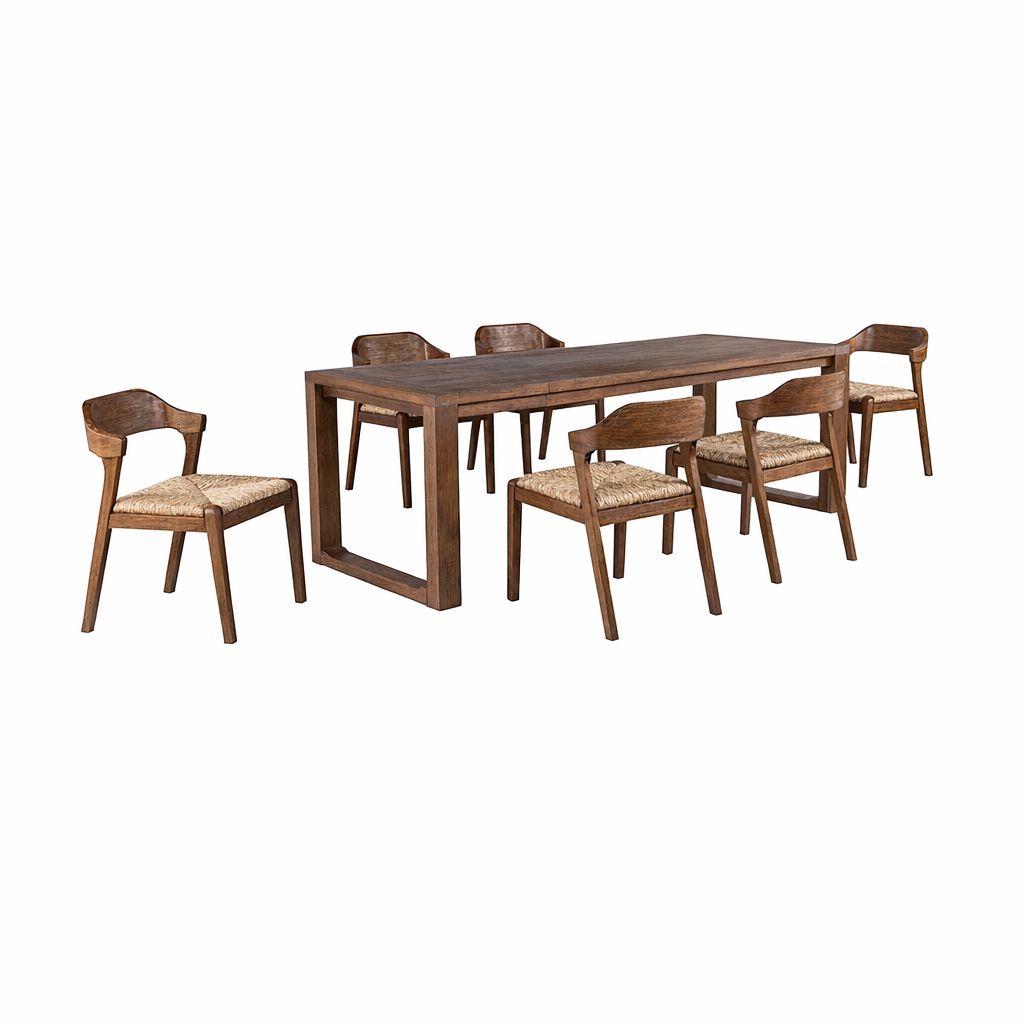 Rasmus 7pc Rush Dining Set - Chestnut Wire-Brush Finish