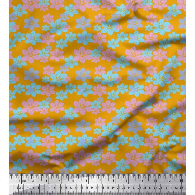 Soimoi Viscose Chiffon Fabric Artistic Floral Printed Fabric 1 Yard 42 Inch Wide