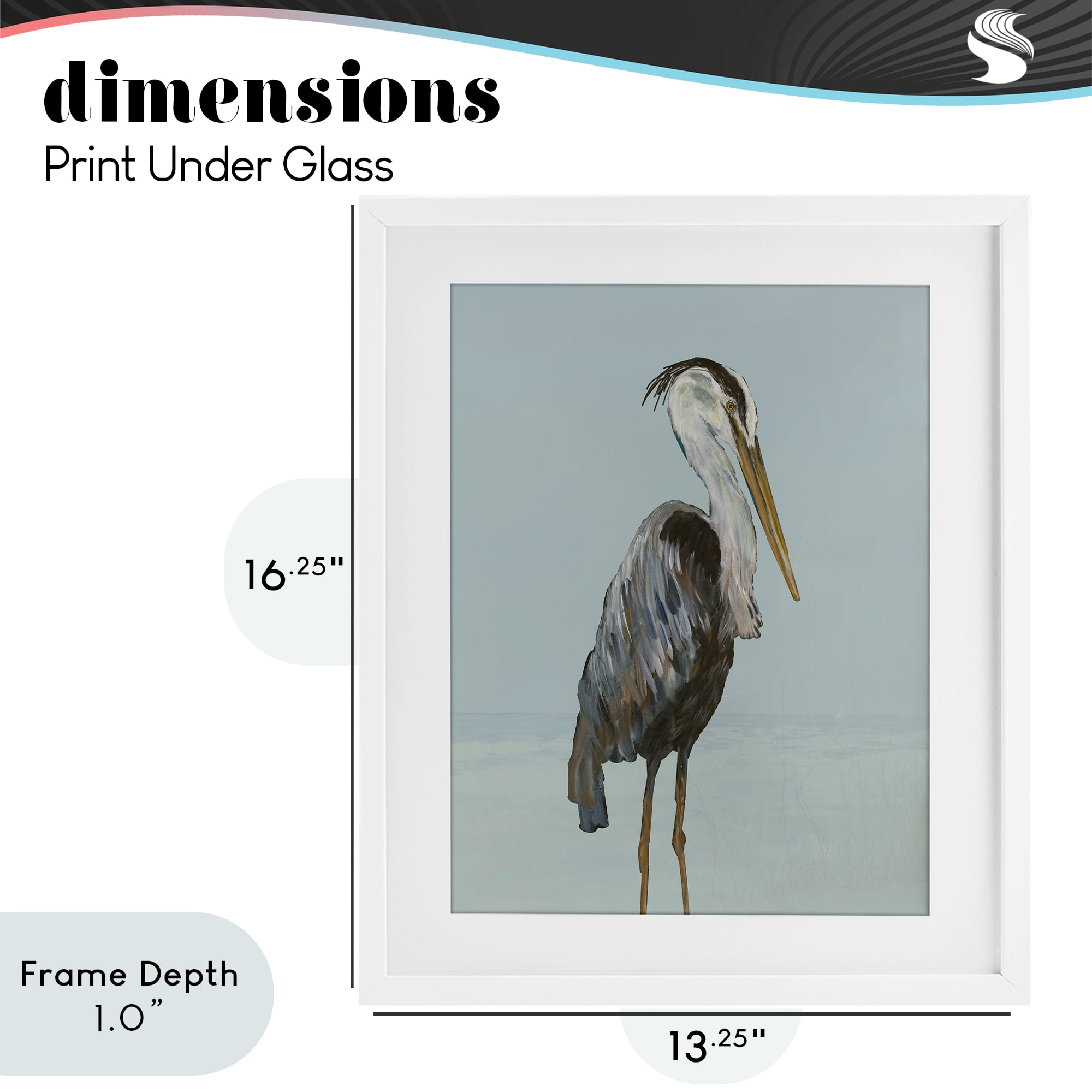 Stupell Industries Coastal Pelican Muted Blue White Framed Print Under Glass, design by Julie DeRice