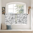 thumbnail image 3 of Boho Grey Floral Tier Curtains, Vintage Farmhouse Paisley Plant Leaf Light Filtering Kitchen Curtains, 2Pcs Rod Pocket Half Window Treatments Panels for Sink Cafe Cabinet Camper 27.5x24 Inches, 3 of 9