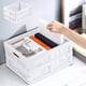 thumbnail image 1 of Plastic Folding Storage Basket | Ventilated Mesh Design | Multipurpose Organizer for Snacks, Stationery, Cosmetics, Fruit | Durable & Stackable | 13.78x10.43x7.28 in | 1-Pack | White or Gray, 1 of 6
