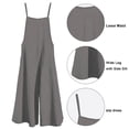 thumbnail image 3 of Mujeres Casual Suelto Largo Babero Pantalones Ancho Pierna Monos Baggy Algodón Mamelucos Monos con Bolsillos PZZ, 3 of 5