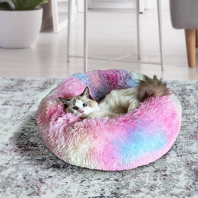 Dog Beds, Round Puppy Bed for Small Dogs Cat Washable, Donut Warm Pet