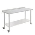 thumbnail image 1 of Heavy Duty Stainless Steel Work Table - 60x24x35 Inch Prep Station with Adjustable Undershelf, Backsplash, Casters, Removable Trash Rack - For Restaurant, Kitchen, Catering, Garage, Size: 60*24*35inch, 1 of 6
