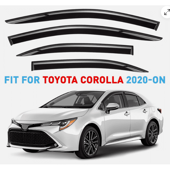 FENGXIH Car Window Rain Guards Vent Window Visors Black Tape-On Front/Rear Window Visor Shades Window Deflectors Compatible for Toyota Corolla 2020-2025 Sedan
